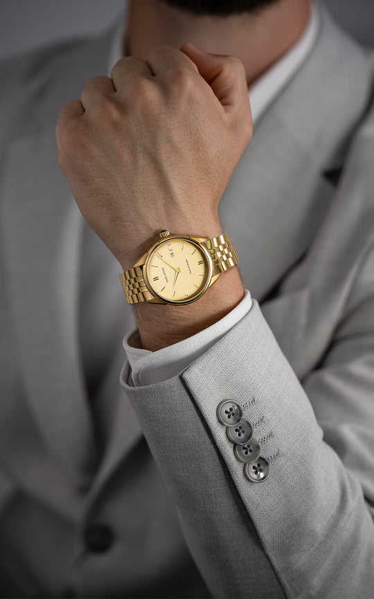 Piazza di Spagna, Roma / President Bracelet, Gold Color, Swiss Movement