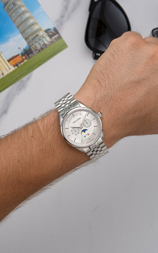Torre di Pisa / President Bracelet, Silver Color, Swiss Movement