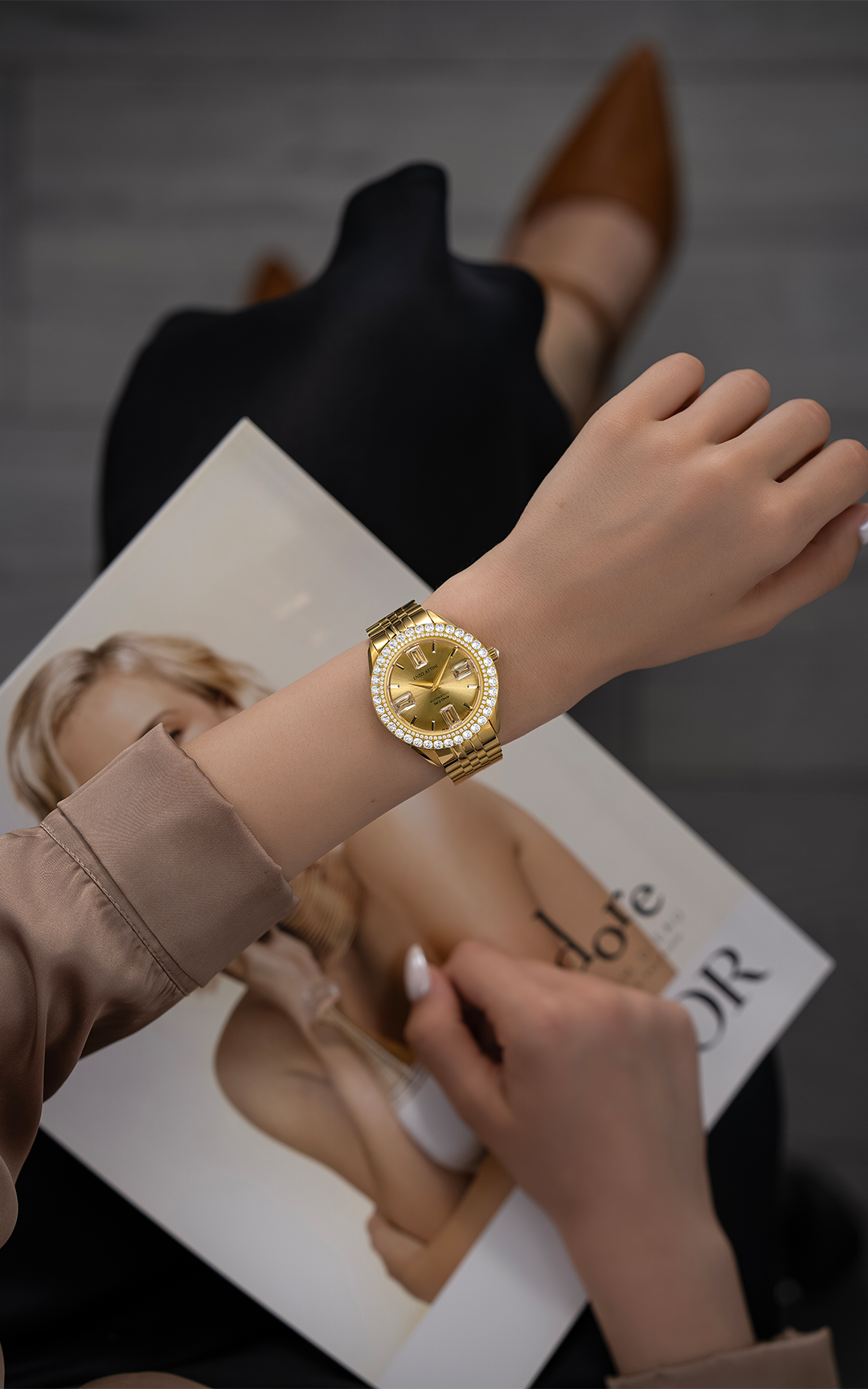 Val d'Orcia Automatic / President Bracelet, Gold Color, Swiss Movement.
