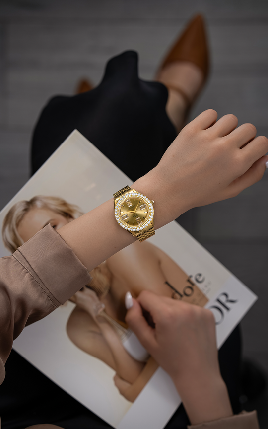 Val d'Orcia Automatic / President Bracelet, Gold Color, Swiss Movement.