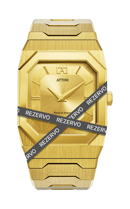 ATTINI - Piazza di Spagna, Roma / Oyster Bracelet, Gold Color, Swiss Movement