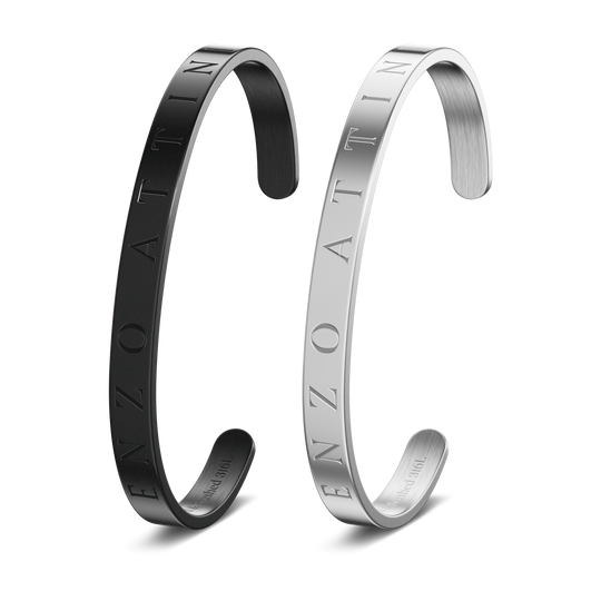 "Byzylykë Çifti – 2 Byzylykë minimalist / Silver + Black"