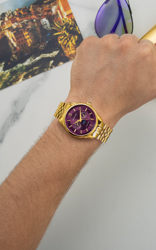 Cinque Terre / President Bracelet, Gold Color, Swiss Movement