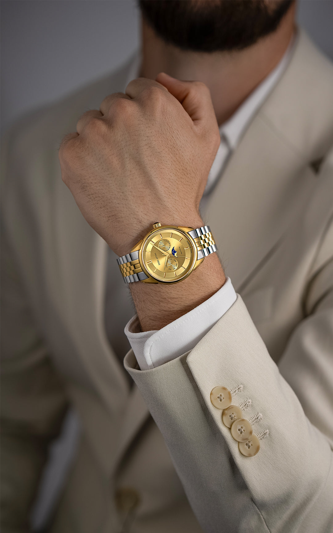 New Val d'Orcia / President Bracelet, Silver & Gold Color, Swiss Movement