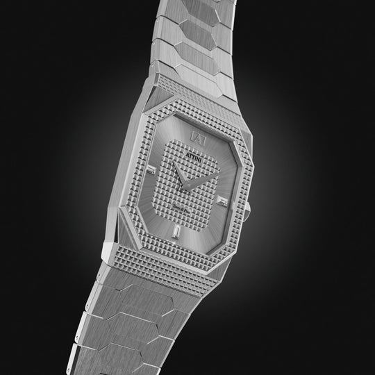 ATTINI - Torre di Pisa / Oyster Bracelet, Silver Color, Swiss Movement.