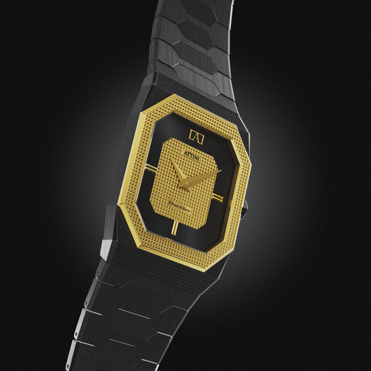 ATTINI - Il Ponte di Rialto, Venezia / Oyster Bracelet, Black Color, Swiss Movement