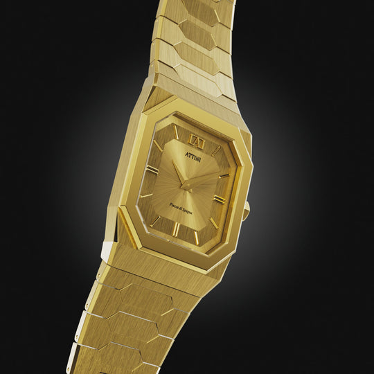 ATTINI - Piazza di Spagna, Roma / Oyster Bracelet, Gold Color, Swiss Movement.
