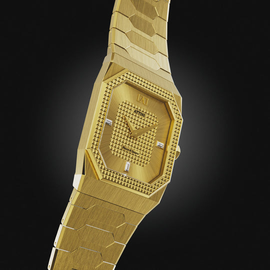 ATTINI - Piazza di Spagna, Roma / Oyster Bracelet, Gold Color, Swiss Movement.