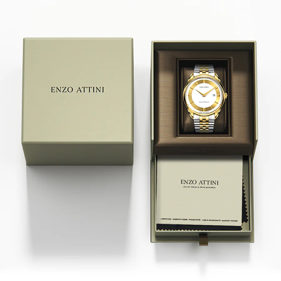 Piazza del Plebiscito ll / President Bracelet, Silver & Gold Color, Swiss Movement.