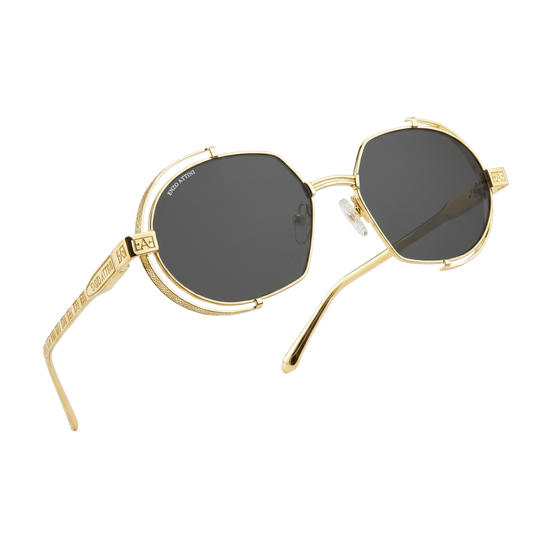 Syze dielli për femra modeli Mount Everest ll black nga Enzo Attini me skelet gold dhe lente mbrojtëse, logo