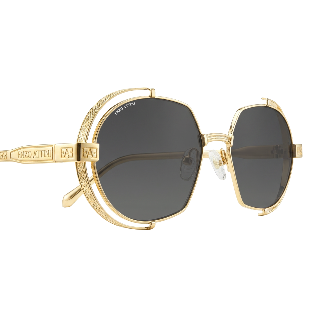 Syze dielli për femra modeli Mount Everest ll black nga Enzo Attini me skelet gold dhe lente mbrojtëse, lente
