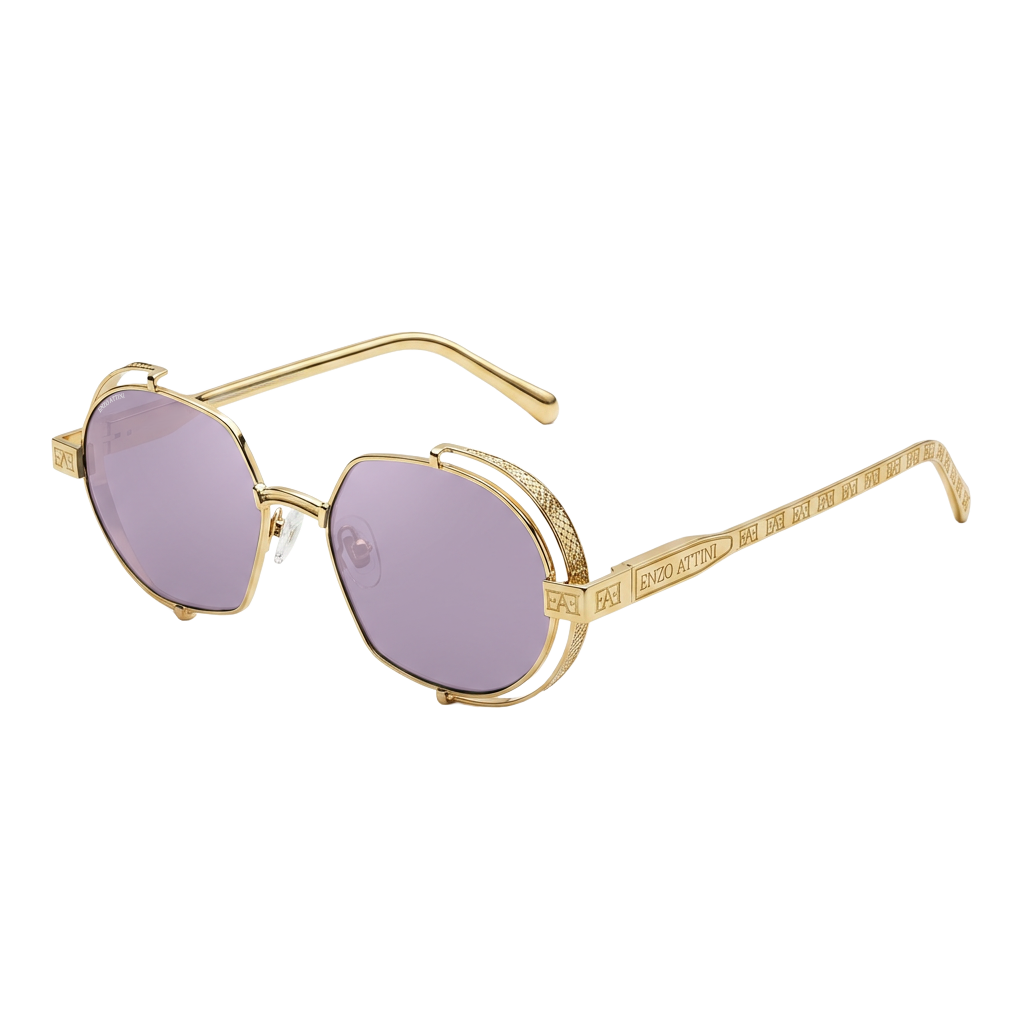 Syze dielli për femra modeli Mount Everest ll purple nga Enzo Attini me skelet gold dhe lente mbrojtëse, lentet UVA dhe UVB, larje