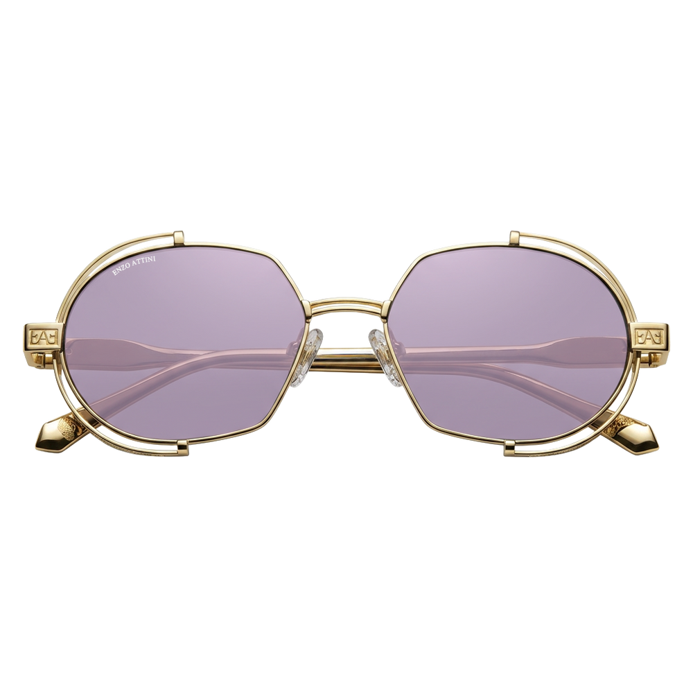 Syze dielli për meshkuj modeli Mount Everest ll purple nga Enzo Attini me skelet gold dhe lente mbrojtëse, lentet UVA dhe UVB, detaje