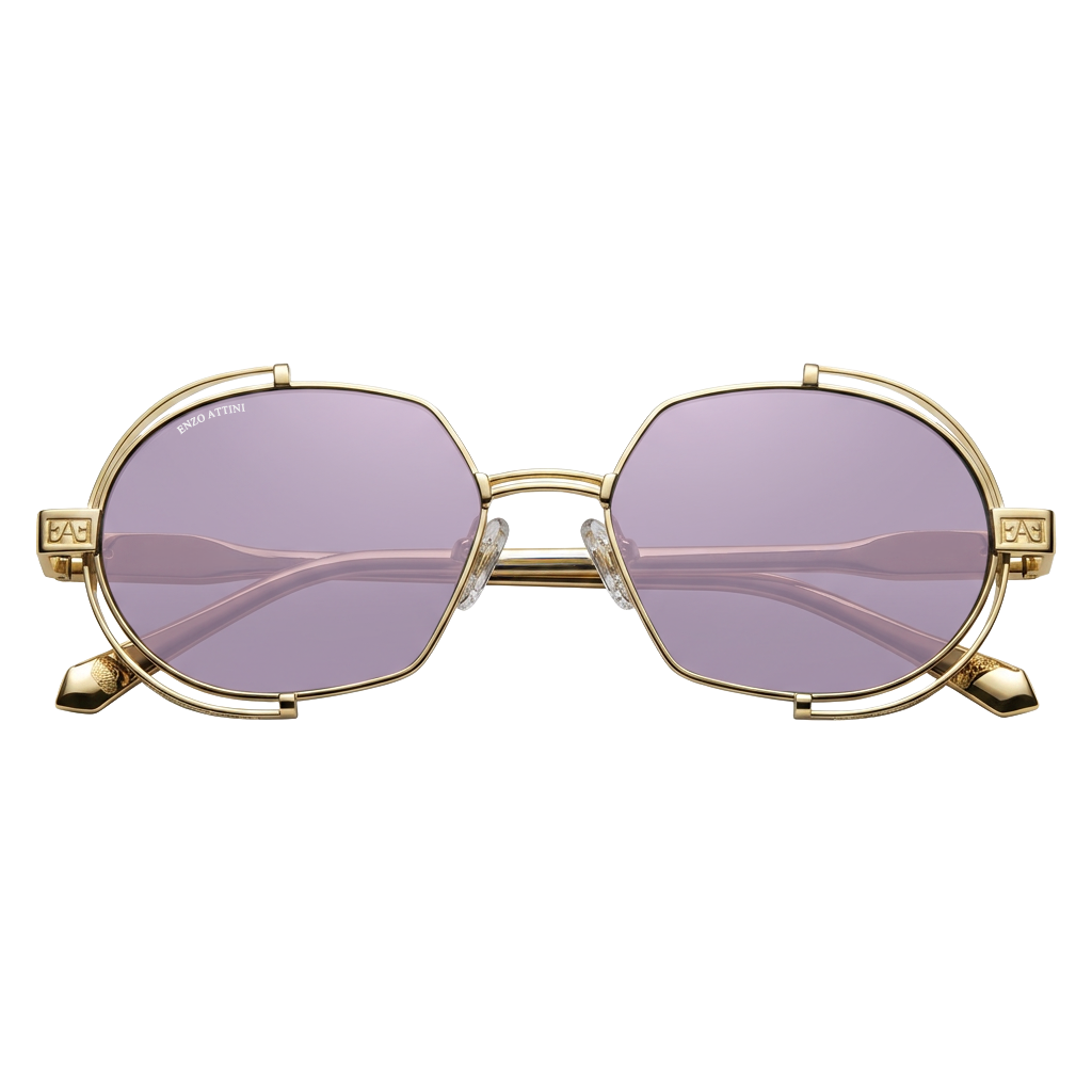 Syze dielli për meshkuj modeli Mount Everest ll purple nga Enzo Attini me skelet gold dhe lente mbrojtëse, lentet UVA dhe UVB, detaje