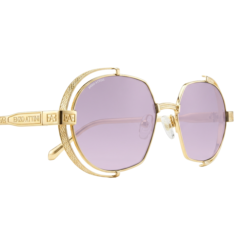 Syze dielli për meshkuj modeli Mount Everest ll purple nga Enzo Attini me skelet gold dhe lente mbrojtëse, lentet UVA dhe UVB, skelet