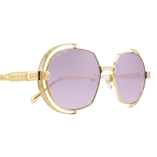 Syze dielli për meshkuj modeli Mount Everest ll purple nga Enzo Attini me skelet gold dhe lente mbrojtëse, lentet UVA dhe UVB, skelet