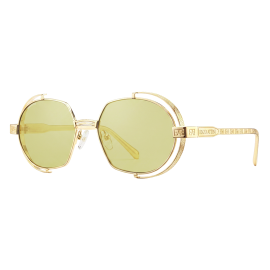 Syze dielli për meshkuj modeli Mount Everest ll yellow nga Enzo Attini me skelet gold dhe lente mbrojtëse, detaje
