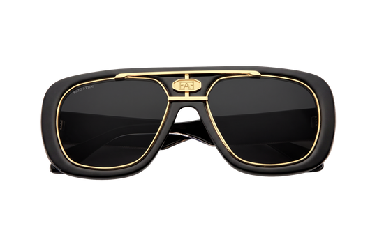 Syze dielli për femra modeli Palazzo Ducezio ll black nga Enzo Attini me skelet gold dhe lente mbrojtëse, larje 18k