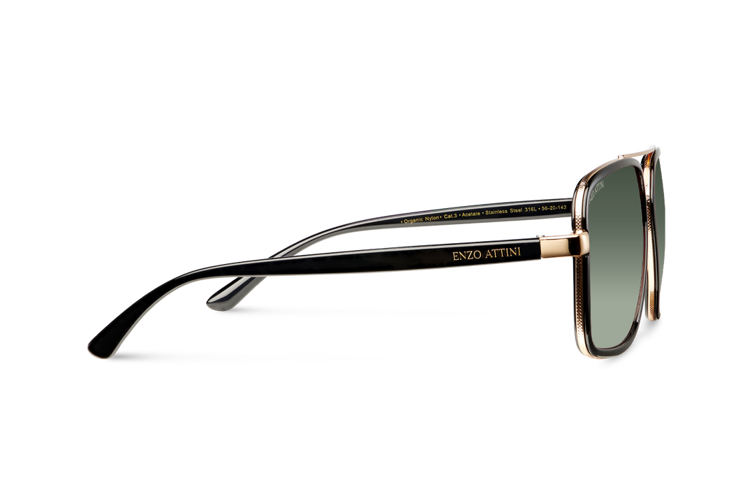 Syze dielli për femra modeli Il Ponte di Rialto green nga Enzo Attini me skelet të zi dhe lente mbrojtëse, anësore