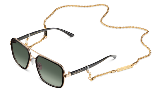 Syze dielli për femra modeli Il Ponte di Rialto green nga Enzo Attini me skelet të zi dhe lente mbrojtëse, chain