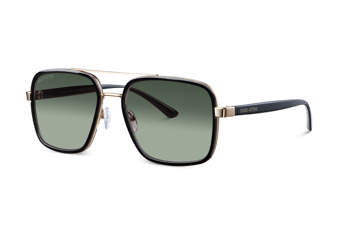 Syze dielli për femra modeli Il Ponte di Rialto green nga Enzo Attini me skelet të zi dhe lente mbrojtëse, detaje