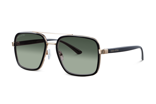 Syze dielli për femra modeli Il Ponte di Rialto green nga Enzo Attini me skelet të zi dhe lente mbrojtëse, detaje