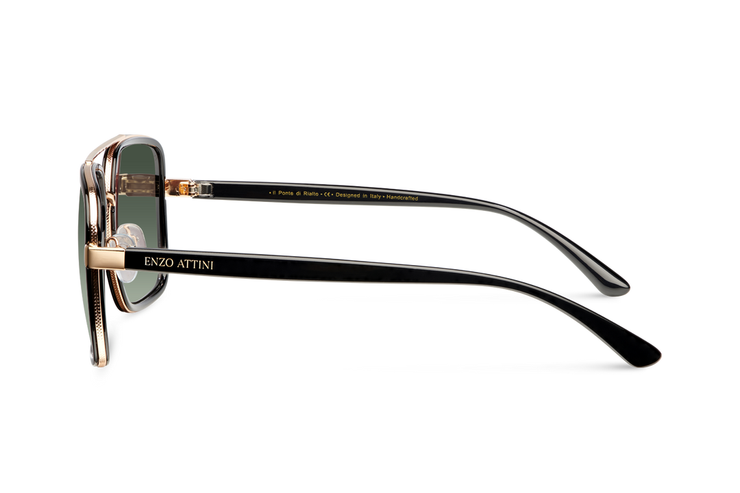 Syze dielli për femra modeli Il Ponte di Rialto green nga Enzo Attini me skelet të zi dhe lente mbrojtëse, skeleti