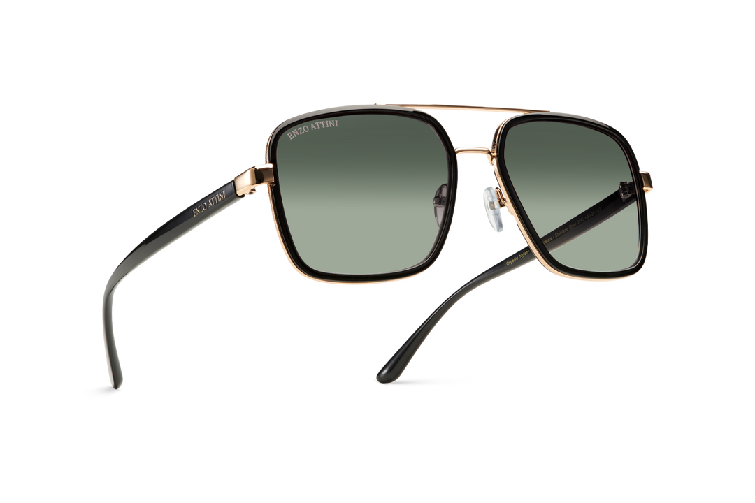 Syze dielli për femra modeli Il Ponte di Rialto green nga Enzo Attini me skelet të zi dhe lente mbrojtëse, logo, meshkuj