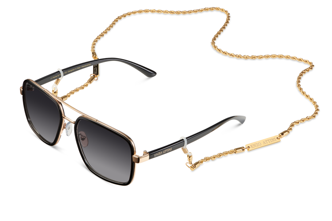 Syze dielli për femra modeli Il Ponte di Rialto nga Enzo Attini me skelet të zi dhe lente mbrojtëse, chain, meshkuj