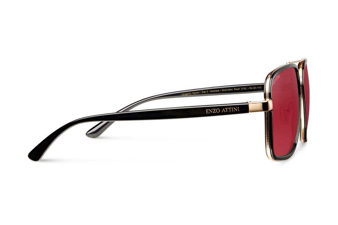 Syze dielli për femra modeli Il Ponte di Rialto red nga Enzo Attini me skelet të zi dhe lente mbrojtëse, anësore, meshkuj