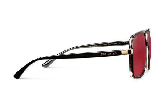 Syze dielli për femra modeli Il Ponte di Rialto red nga Enzo Attini me skelet të zi dhe lente mbrojtëse, anësore, meshkuj