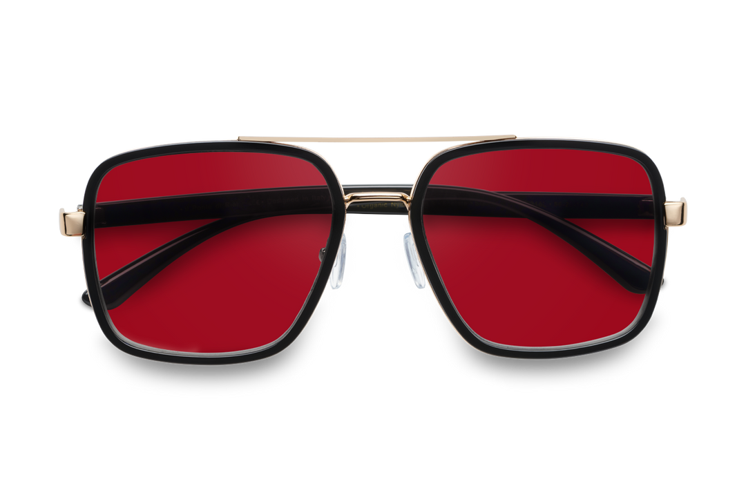 Syze dielli për femra modeli Il Ponte di Rialto red nga Enzo Attini me skelet të zi dhe lente mbrojtëse, le polarizuar, meshkuj