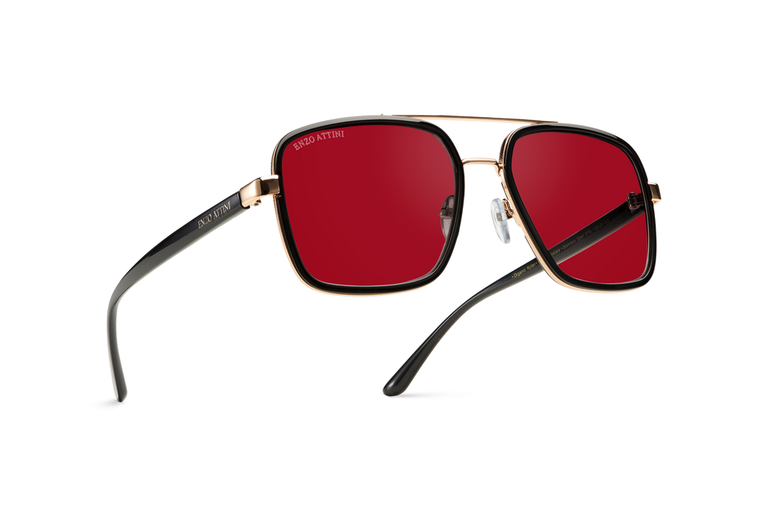 Syze dielli për femra modeli Il Ponte di Rialto red nga Enzo Attini me skelet të zi dhe lente mbrojtëse, logo, meshkuj