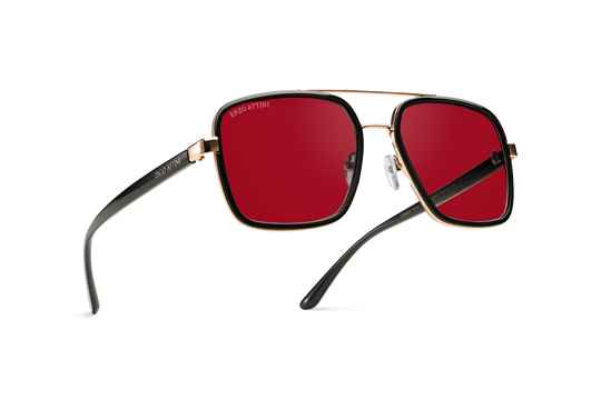 Syze dielli për femra modeli Il Ponte di Rialto red nga Enzo Attini me skelet të zi dhe lente mbrojtëse, logo, meshkuj