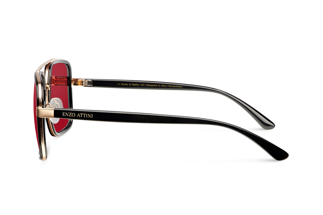 Syze dielli për femra modeli Il Ponte di Rialto red nga Enzo Attini me skelet të zi dhe lente mbrojtëse, skeleti, meshkuj