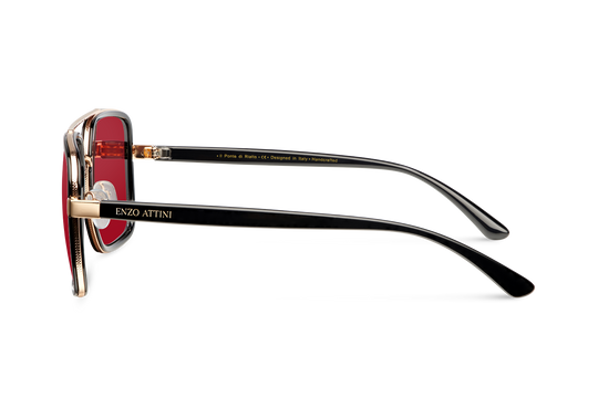 Syze dielli për femra modeli Il Ponte di Rialto red nga Enzo Attini me skelet të zi dhe lente mbrojtëse, skeleti, meshkuj