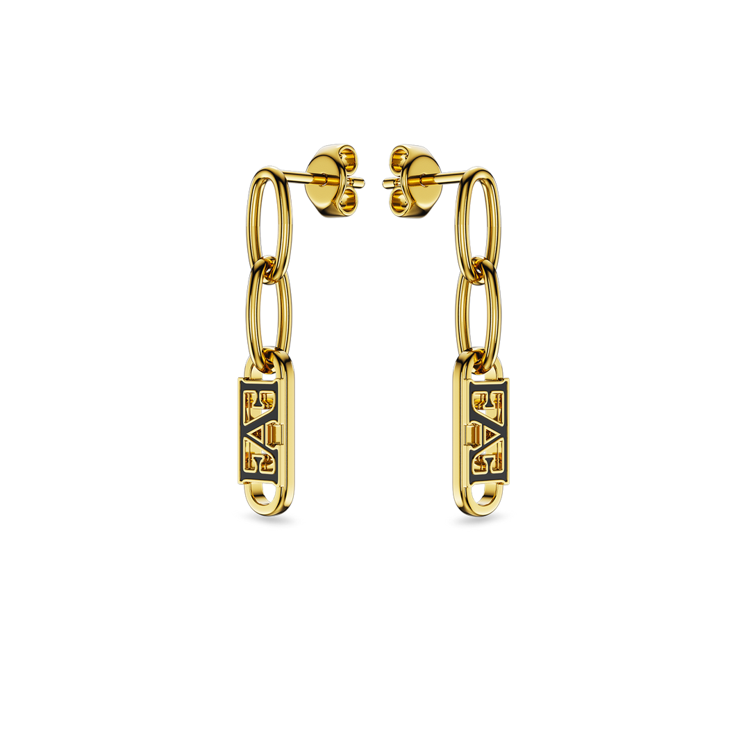 Vathë Icon Enzo Attini me zinxhir të varur dhe emblemë të veshur me ar 18K, pamja ballore