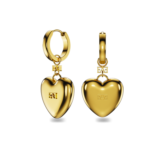 Vathë Heart Charm Hoop Enzo Attini me varëse zemre të larë në flori 18K- Pamje anesore, femra