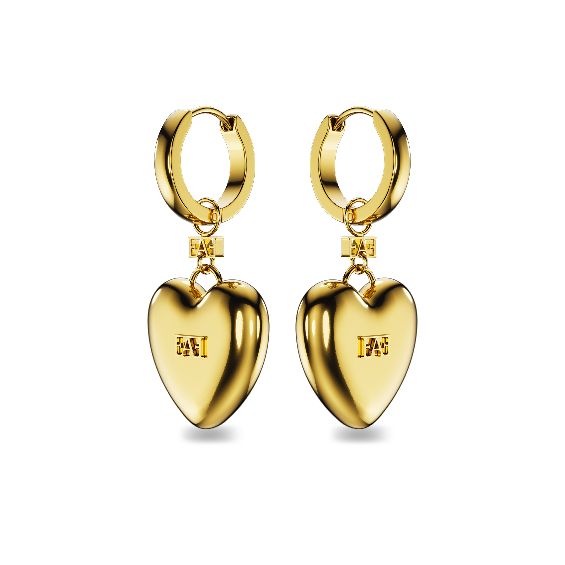 Vathë Heart Charm Hoop Enzo Attini me varëse zemre të larë në flori 18K- Pamje ballore