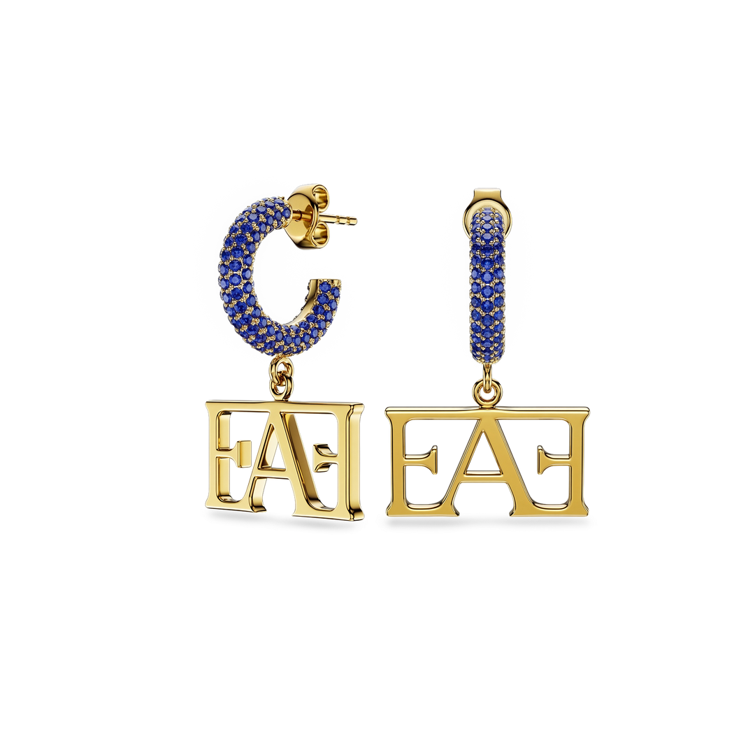 Vathë My Enzo Attini me varëse monogramë dhe rreth me gurë zirkon blu- pamje anash