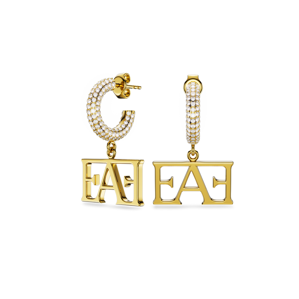 Vathë My Enzo Attini me varëse monogramë dhe rreth me gurë zirkon të bardhë- pamje anash