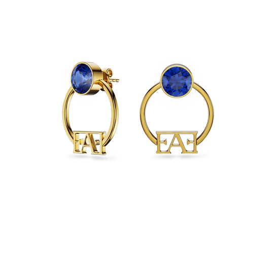 Vathë Nova Hoop nga Enzo Attini me formë ovale dhe gur zirkoni blue shkëlqyes, pamja anash