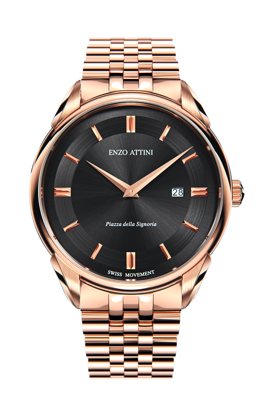 Piazza della Signoria / President Bracelet, Rose Gold Color, Swiss Movement. - Enzo Attini