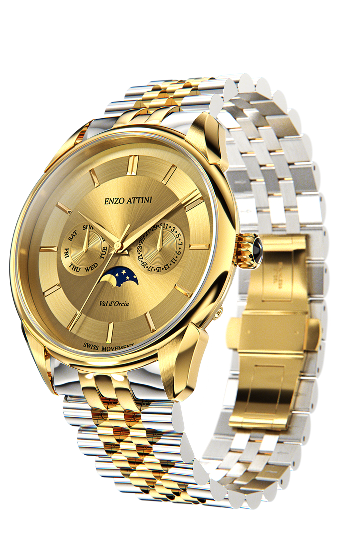 New Val d'Orcia / President Bracelet, Silver & Gold Color, Swiss Movement