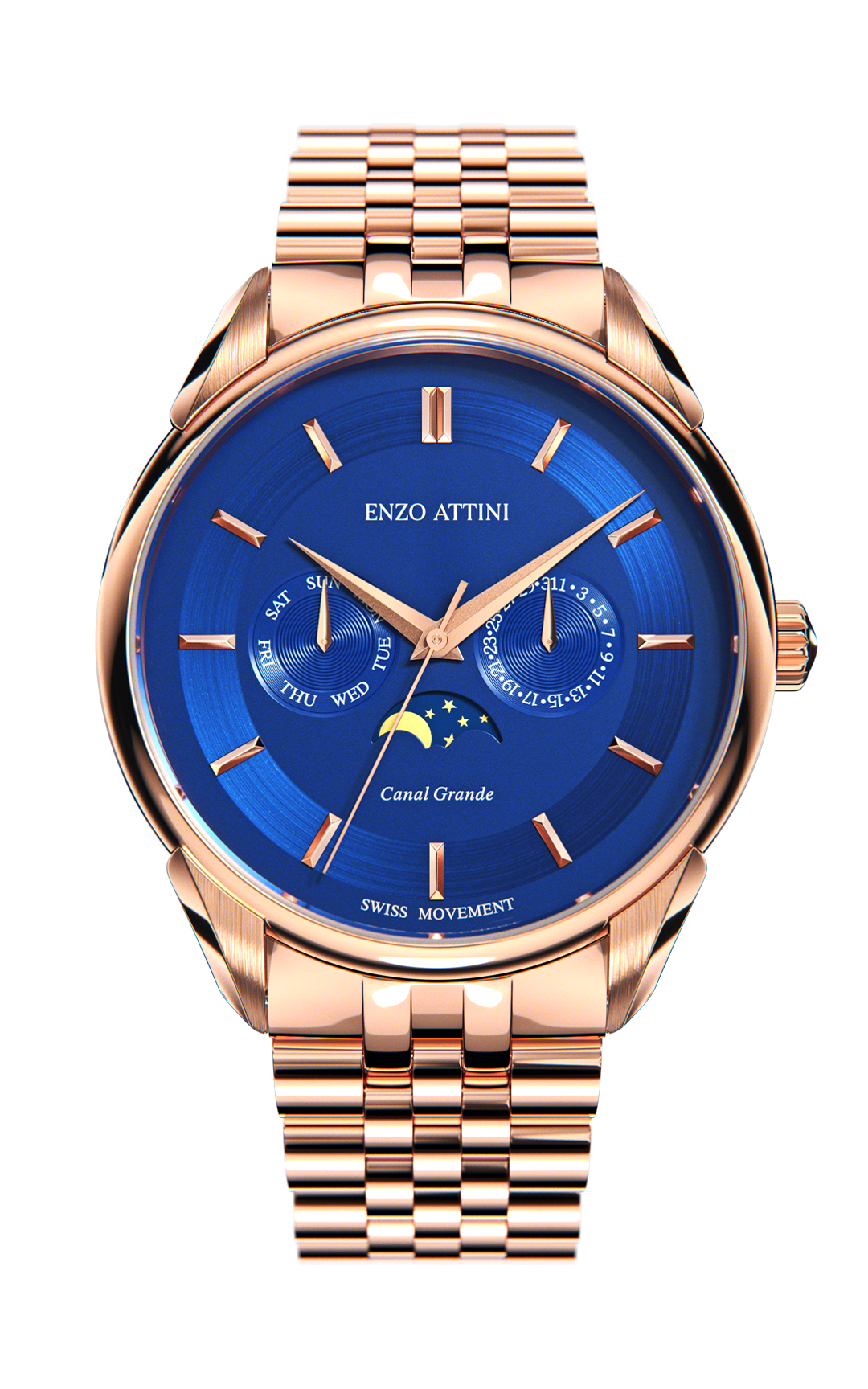 Canal Grande Venezia / President Bracelet, Rose Gold Color, Swiss Movement. - Enzo Attini