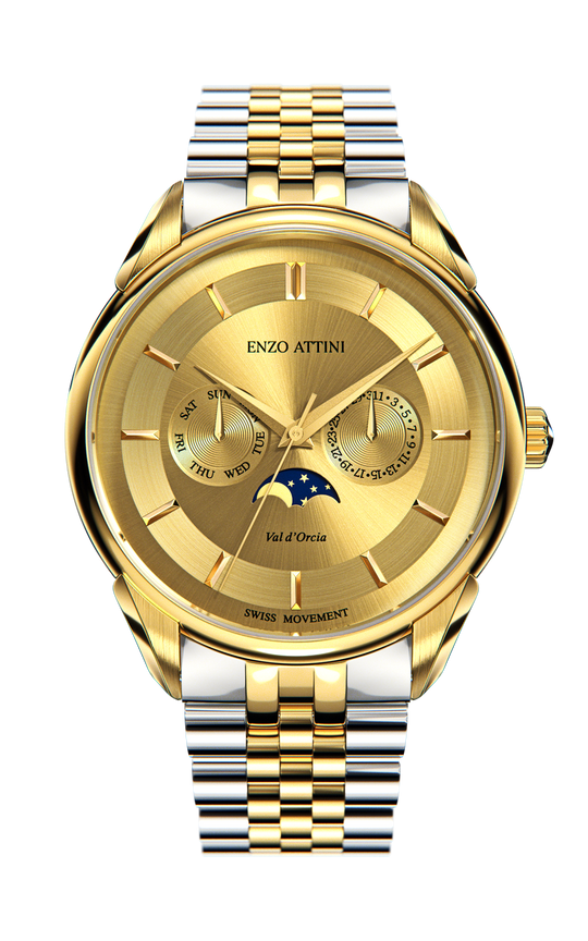 New Val d'Orcia / President Bracelet, Silver & Gold Color, Swiss Movement
