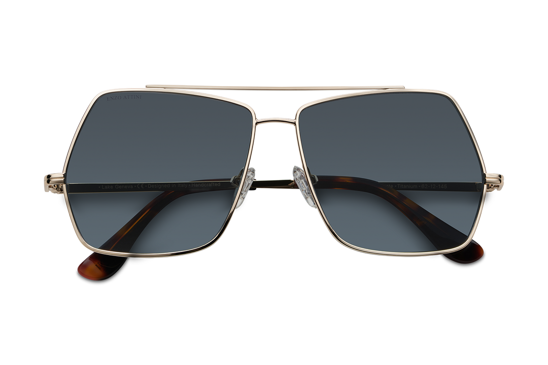 Syze Enzo Attini - Lake Geneva / Tortoise & Gold Color + Dark Black Lens - Për meshkuj